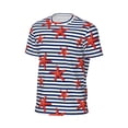 thumbnail image 6 of Wukai Starfish Navy Blue Stripe Print Men's Short-Sleeved Mesh T-Shirt,Quick-Dry Short Sleeve Workout T-Shirt-Small, 6 of 8