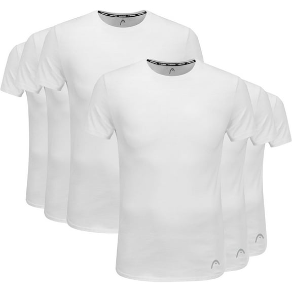 HEAD Men's White Crew Neck Tee 100% Cotton 6-Pack - Sizes S-2X