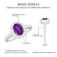 thumbnail image 6 of Rosec Jewels Oval Shape Amethyst Ring with Moissanite Halo for Women - 6X8 mm - AAA Grade, 18K White Gold, US 10.50, 6 of 9