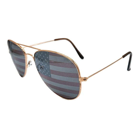 I SO COOL American Flag Lens Metal Teardrop Aviator USA Patriotism - Gold Frame