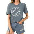 thumbnail image 2 of Women's Summer Clothes Basic Tees for Sports Short Sleeve Tunic Tops for Lady Loose Fit Flowy Round Neck Blouse Baseball Graphic Tops Fashion 2024 Y2K Tops Dressy Casual Vintage Gray T Shirts XL, 2 of 5
