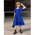 thumbnail image 3 of Vestido de verano Arshiner para niña, azul real, fruncido, escalonado, de 9 a 10 años, 3 of 4