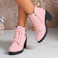 thumbnail image 2 of Lace Up Platform Boots for Women with Chunky Heel and Round Toe, Side Zipper Ankle Booties for Winter Fall Daily Wear, 2 of 6