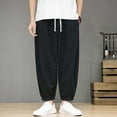 thumbnail image 4 of Mens Loose Straight Cotton Summer Casual Pants - Breathable, Solid Color, Elastic Waist - Daily/Work, 4 of 6