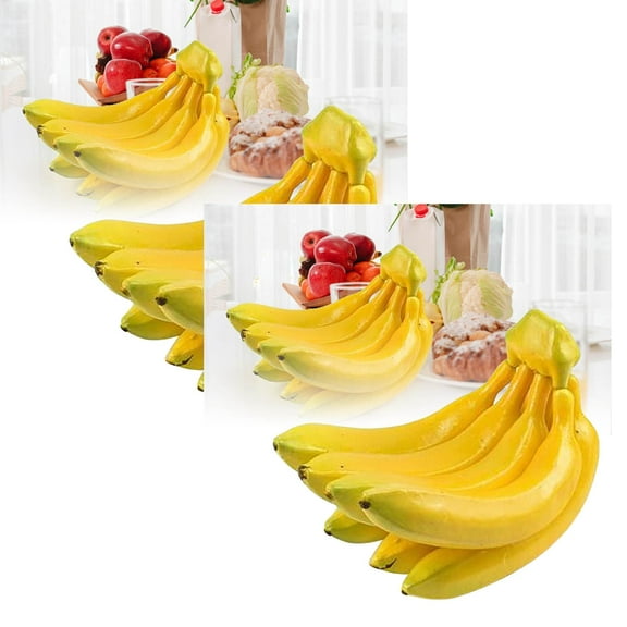 2Pack Bananas Bunch Lifelike Banana Cluster Decoration Fruits Bananas Model Photography Props Kitchen Party Decoration Desktop Ornament Home Decor