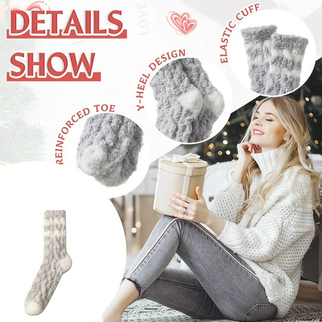 Chaussettes Thermiques d'Hiver pour Femmes Douces et Confortables pour la Maison pour Temps Froid Intérieur Extérieur