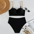 thumbnail image 6 of Bigersell String Bikini Sets For Women Women Bikini Two-Piece Set With Chest Pads Without Steel Color Print Strap Tall Sexy Bikini Sets Female, Style 5322, Black M, 6 of 9