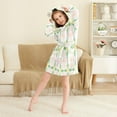 thumbnail image 3 of FORMRS Niños Bathrobe Unisex Hooded Robe Soft Plush Pajamas Sleepwear, Size 7-9T, Retro Yellow Stars, 3 of 7
