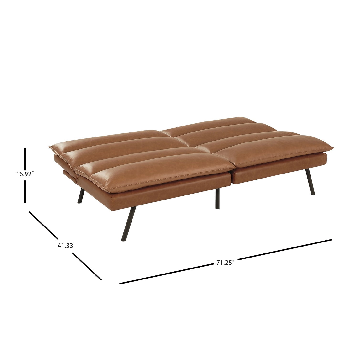 Mainstays Pillow Top 71.25" Futon, Camel Faux Leather
