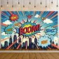 thumbnail image 5 of Hero Theme Backdrop Buildings Comic Party Photography Background Baby Shower Boy Girl Kids Birthday Party Decoration Studio Shoot Prop, 5 of 9