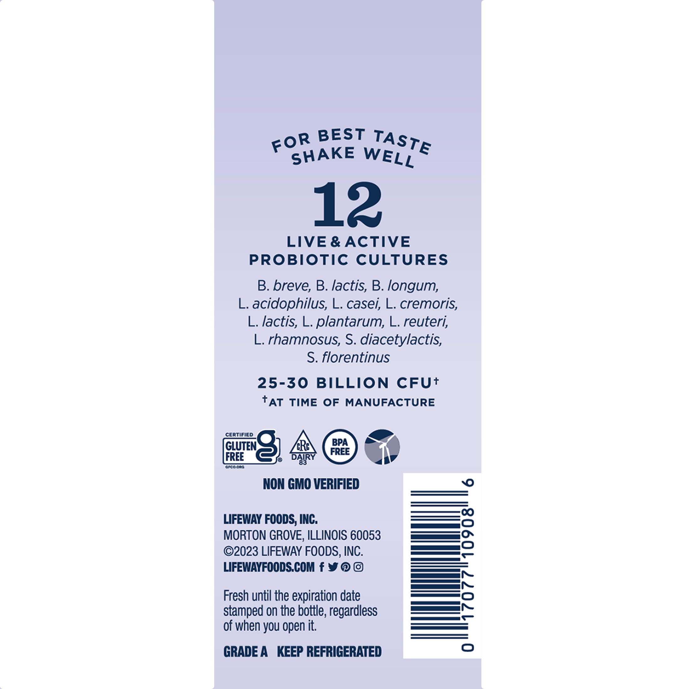 Lifeway Low Fat Milk Kefir,  Blueberry  8 fl oz bottle