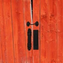 LEORX 1Set Zinc Alloy Black Barn Door Pull Handle Lock Hook Sliding Doors 6.5x1.4x1.2in