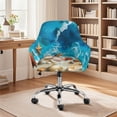 thumbnail image 2 of Xoenoiee Beach Starfish Seashell Print Dining Room Chair Slipcovers Curved Back Chair Cover Armchair Covers Removable Chair Protector for Living Room, Dining Room, Kitchen, 2 of 7