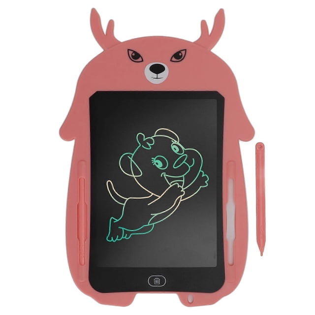 8.5inch LCD Writing Tablet Eye Protection LCD Colorful Doodle Handwriting Paper for 3 Years Old +(Light Pink Deer Colored Pen )