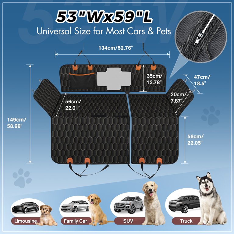 Buy Black Dog Car Seat Cover on 1/2 Rear Seat Waterproof Dog Car Hammock Dog  Travel Bed Dog Car Protector for Medium Dogs Online in India 