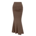 thumbnail image 4 of OSOLU Solid Color Women Summer High Waist Slim Elastic Pleated Fishtail Skirt Relaxed Fit Skirts, 4 of 4