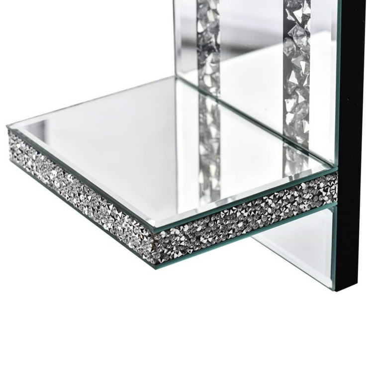 Crystal Crush Diamond Wall Sconces, Silver Mirrored Set of 2 photo 3