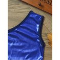 thumbnail image 5 of Haitryli Kids Girls Hip Hop Dance Outfit Shiny One Shoulder Crop Tank and Sparkly Jazz Shorts Set Royal Blue 7-8, 5 of 7