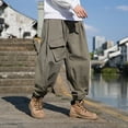 thumbnail image 7 of RUTAYY Men's Pants Retro Large Pockets Wide Leg Work Daily Wear Soft Comfortable Elegant Holiday Trousers, 7 of 7