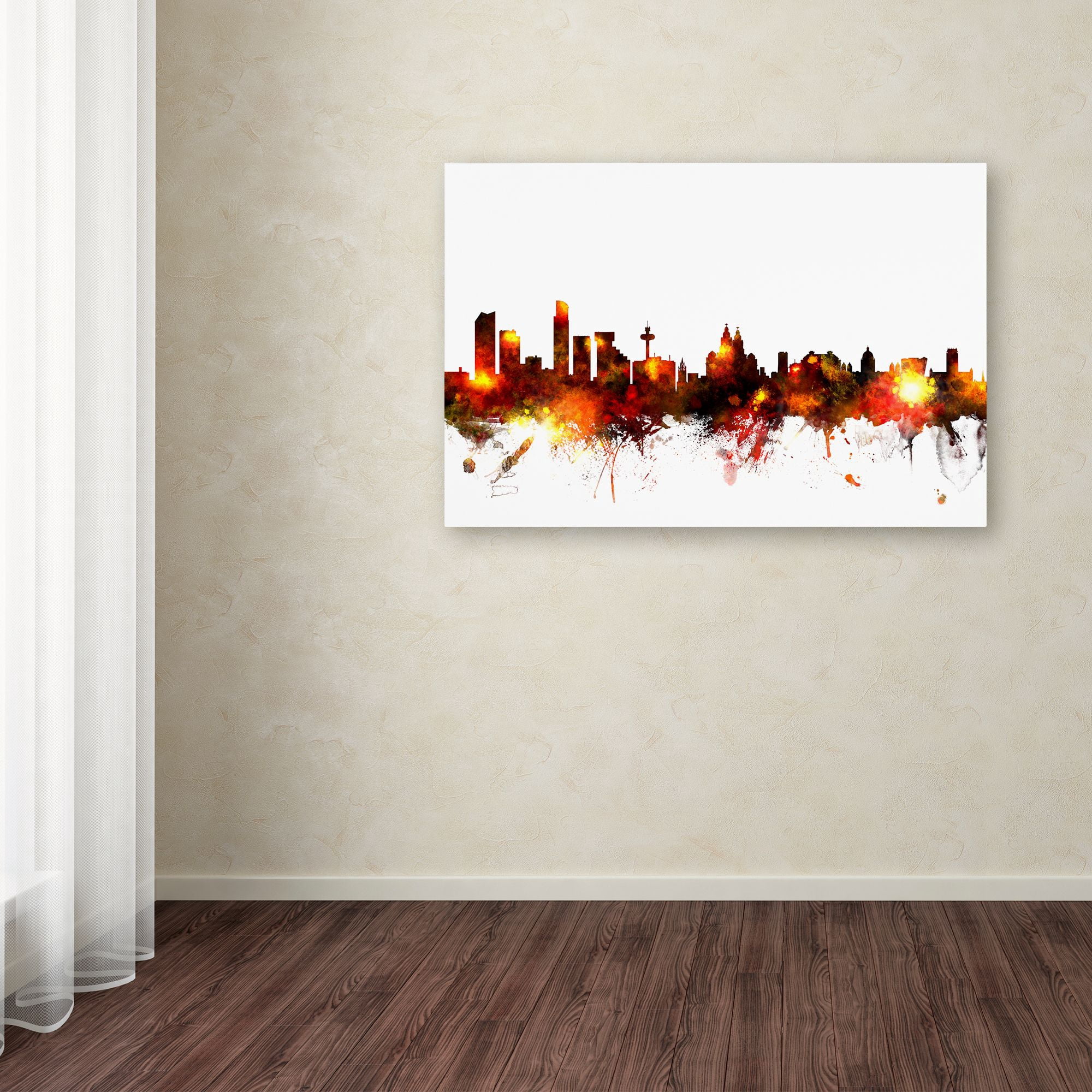 Trademark Fine Art "Liverpool England Skyline Red" Canvas Art by Michael Tompsett