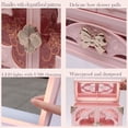 thumbnail image 5 of Lighted Vanity Makeup Organizer with Mirror, Large Vintage Cosmetic Storage Box with Drawers, Waterproof Dustproof Skincare & Beauty Organizer for Bathroom Counter, Gift for Women (Pink), 5 of 6