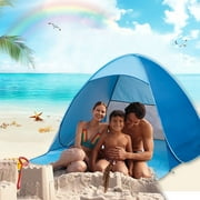 Beach Tent, Anti-UV Pop Up Sun Shade Shelter Beach Tent With Carry Bag for 2-3 Person, Automatic Easy Setup Beach Canopy Cabanas for Sand Camping Fishing Picnic Touring Hiking Garden, Blue