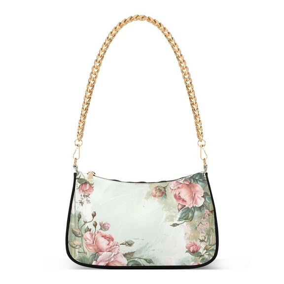 Flowers Floral FrameWomen Small Shoulder Bag Crossbody Tote Hobo Bags Purse Clutch Handbags with Chain Strap for Women