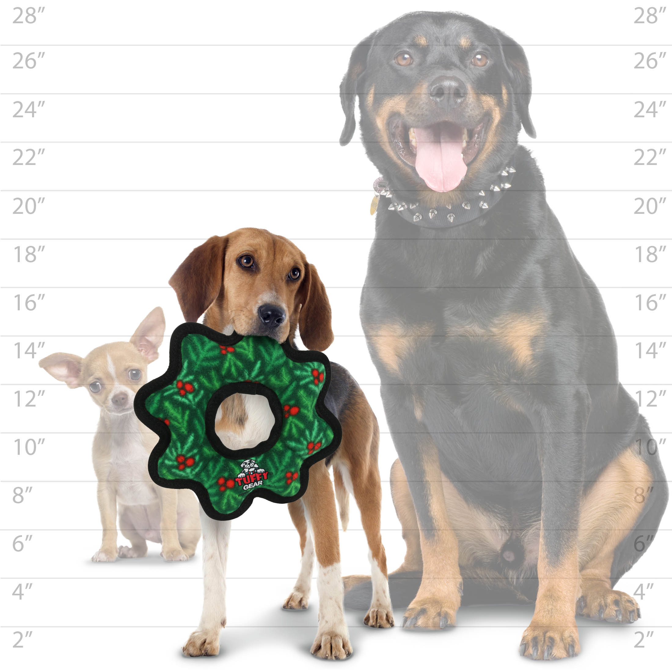 Tuffy Holiday Medium Gear Ring Wreath, Durable Plush Squeaky Dog Toy