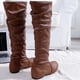thumbnail image 5 of Amzcrzy Zapatos de mujer,Zapatos de mujer,Zapatillas de mujer, Botas largas de invierno de color liso para mujer, tacón plano, punta redonda, hasta la rodilla Sandalias Mujer Zapatillas De Casa, 5 of 5