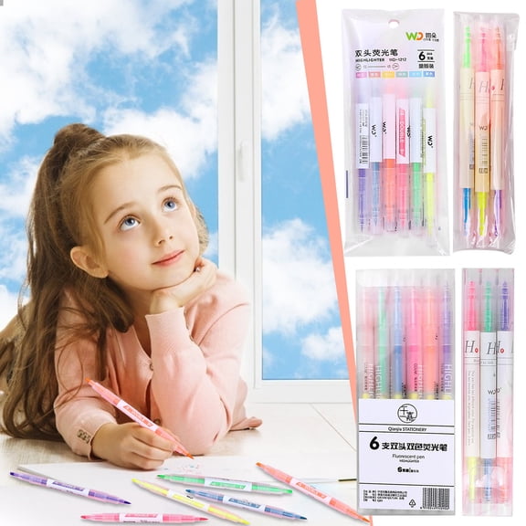 Dry Erase Markers, Hwkond Double Head Double Color Fluorescent Pen Various Colors Fluorescent Pen Is Used for Recording Notes Marker Pen And College Stationery 5ML, Back to College