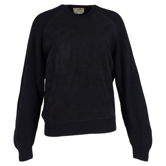 Pre-Owned Hermès Embossed Print Knitted Sweater in Black Wool