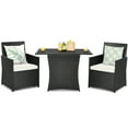 thumbnail image 2 of Costway 3PCS Patio Rattan Furniture Set Cushion Sofa Armrest Garden Deck White, 2 of 10