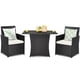 thumbnail image 4 of Juego de Comedor para Patio de 3 Piezas Costway Ratán PE Blanco con Mesa de Vidrio Templado y Sillas Acolchadas, 4 of 5