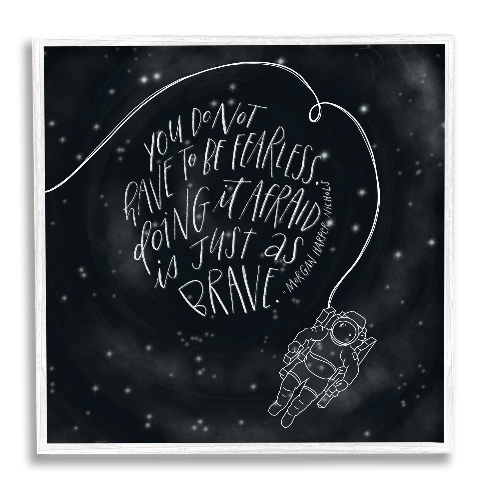 Stupell Industries Motivational Brave Fearless Quote Astronaut Starry Sky Framed Wall Art, 17 x 17, Design by Rachel Nieman