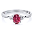thumbnail image 3 of Gem Stone King 14K White Gold Pink Tourmaline and Diamond Engagement Ring for Women (0.56 Cttw, Gemstone Birthstone, Available 5,6,7,8,9), 3 of 5