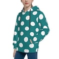 thumbnail image 2 of Pofeuu Teal And White Polka Dot Print Kids Pullover Hoodies Warm Thick Hooded Sweatshirt with Packet for Boys Girls-Large, 2 of 6