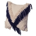 thumbnail image 6 of 16" Handwoven Cotton Throw Pillow Cover with Embossed and Fringed Crossed line, 6 of 6