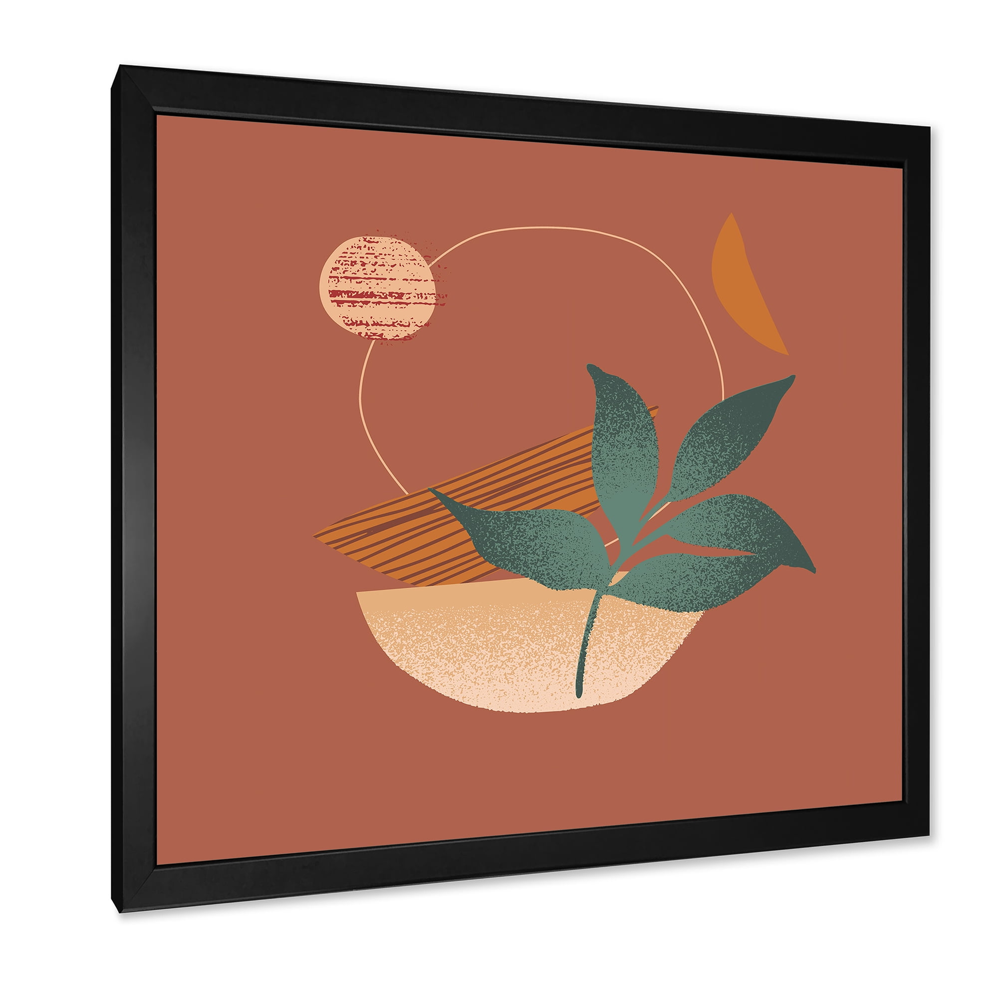 Designart 'Shapes and Tropical Leaf Silhouettes III' Modern Framed Art Print