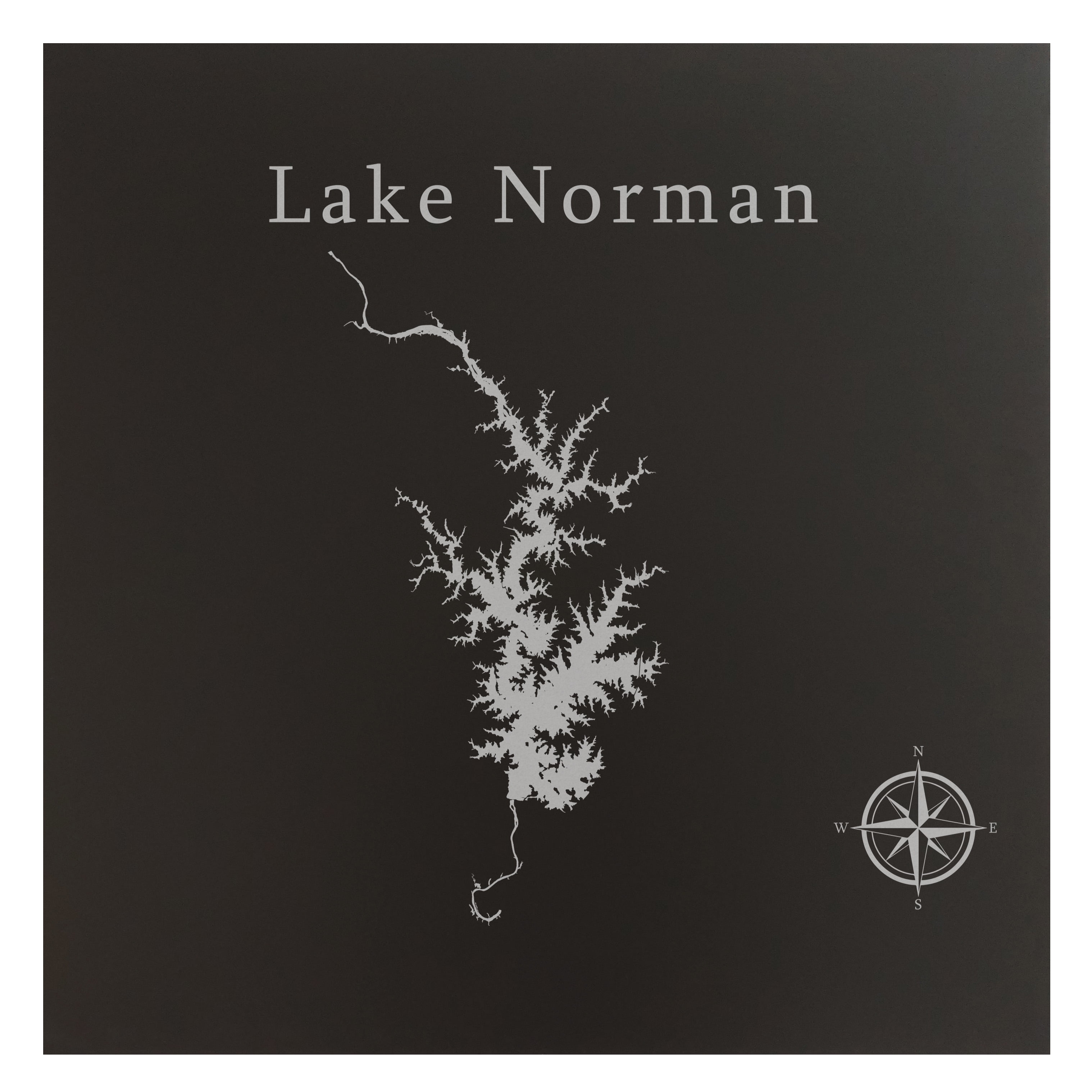Lake Norman Map 24x24" Black Metal Wall Art Office Decor Gift Engraved North Carolina Walmart
