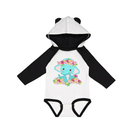 

Inktastic Cute Baby Elephant with Flowers Gift Baby Boy or Baby Girl Long Sleeve Bodysuit