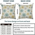 thumbnail image 4 of Snowflakes Winter Pillow Covers 16x16 Set of 2 Aqua Blue Yellow Gray Grey Rustic Christmas Print Outdoor Decorative Throw Pillows Vintage Holiday Farmhouse Linen Cushion Case Sofa Couch Decor, 4 of 6