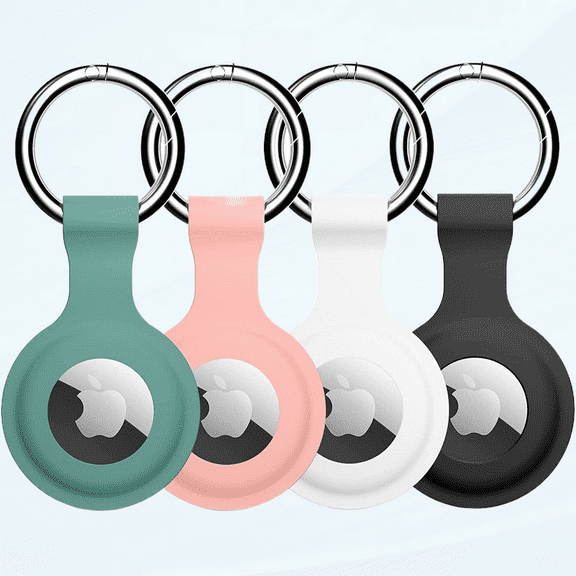 Silicone Airtag Holder, Zapica 4 Pack Air tag Keychain Compatible for Apple Airtag, Protective Airtags Case with Key Ring for Wallet, Luggage, Cat, Dog, Pets Collar (Multi-Color)