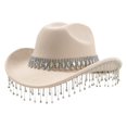 thumbnail image 3 of TINZ Stylish Cowboy Hat For Women And Men Western Hat With Large Round Gemstone Fringe Rhinestone Decorations For Parties And Events Cowboy Hat Party Necklace Cowboy Hat, 3 of 3