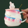 thumbnail image 4 of YWC-Ceramic Coffee Cups Rabbit Cute Mug with Lid Gold Spoon, Novelty Morning Milk Cups Anime Tea Mugs Gift 450ML, 4 of 4