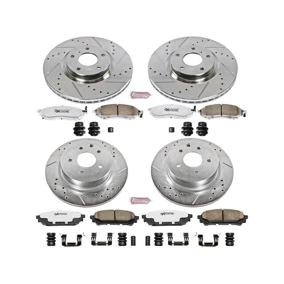 Front and Rear Brake Pad and Rotor Kit - Compatible with 2005 - 2008 INFINITI G35 Coupe 2006 2007