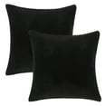 thumbnail image 4 of Fluffy Corduroy Velvet Solid Color Suqare Cusion Accent Decorative Throw Pillow for Couch, 22" x 22", Black, 2 Pack, 4 of 6