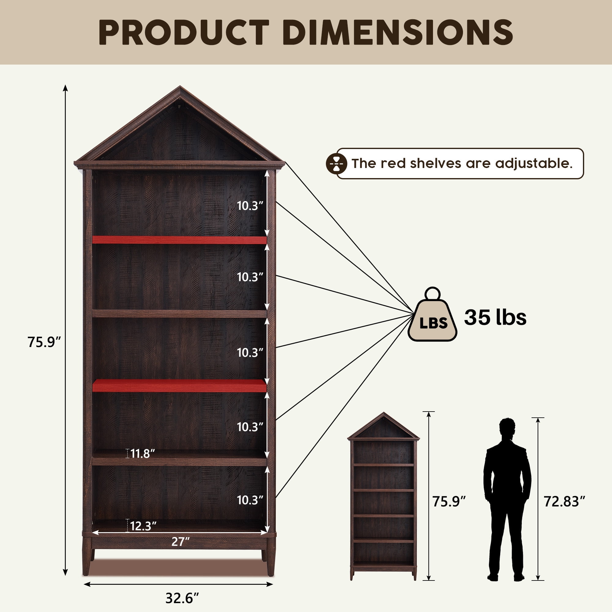 IFGET 75.9" Tall Arch Bathroom Cabinet with Adjustable Storage Shelves, Freestanding Wood Storage Cabinet for Bathroom