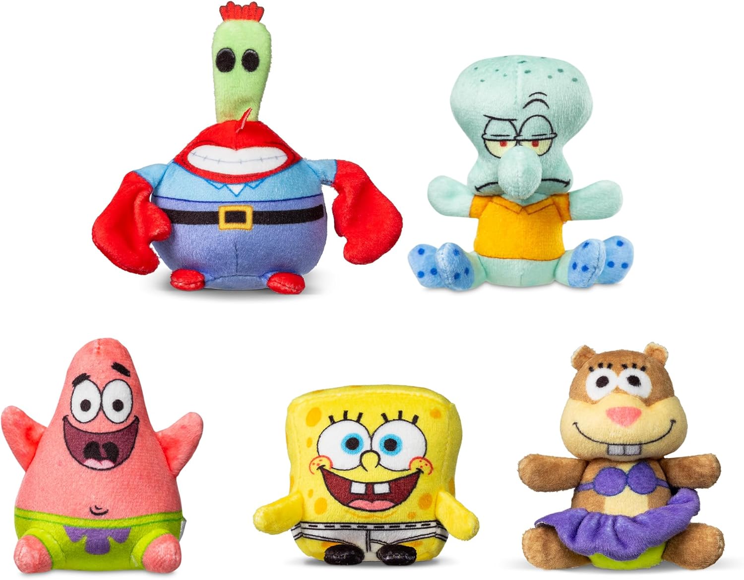 Spongebob Squarepants Micro Teenies! Patrick, Squidward, Spongebob, Mr. Krabs & Sandy Mini Plush 5-Pack Set
