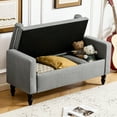 thumbnail image 6 of Furniliving 45.7" Storage Ottoman Bench with Arms and Pillows, Linen Button Tufted End of Bed Bench, Large Storage Bench for Bedroom, Entryway, Grey, 6 of 9