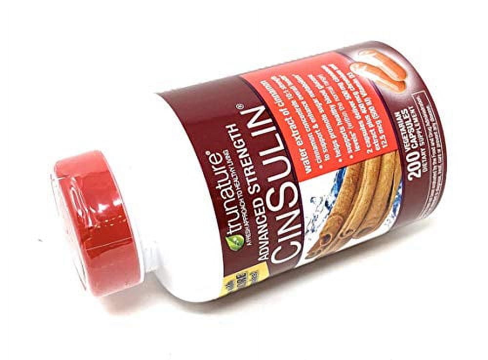 TruNature Advanced Strength Cinsulin Cinnamon, Vitamin D3 Cinnamon 500 Mg, Chromium Picolinate, 400 Mcg, 500 Iu, 200 Capsules by TruNature